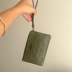 Green Coach Wristlet Wallet